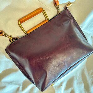 Uppdoo Joy mini tote 100% real leather in deep burgundy brown colour